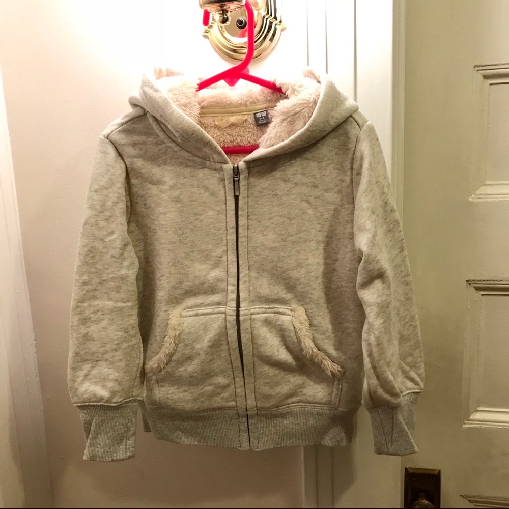 Uniqlo Girls Oat Heather Fleece Hoodie